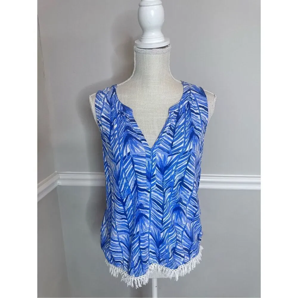 LILLY PULITZER KIPPER LAPIS BLUE COSTA VERDE BLOUSE TOP SIZE XS
